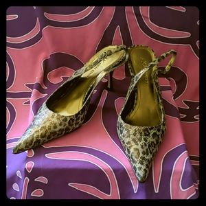 FINAL! Leather Leopard Print 3" Anne Klein Heels